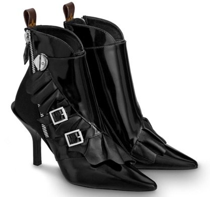 Black LV Ankle Heeled Boots