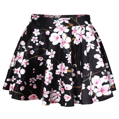 Mini Skirt - Pink Floral / Black / White