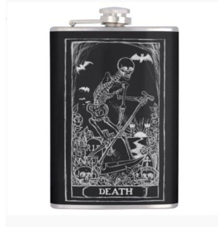 *clipped by @luci-her* Tarot Death Card Alcohol Hip Flask | RebelsMarket