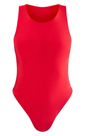 Red Slinky Racer Sleeveless Bodysuit | Tops | PrettyLittleThing USA