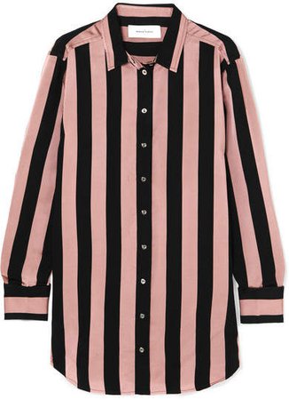 Marques' Almeida - Embellished Striped Satin-twill Shirt - Pastel pink