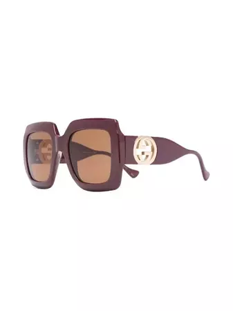 Gucci Eyewear oversize-frame chain-detail Sunglasses - Farfetch