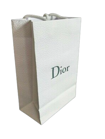 Dior 6" L x 3" X x 9" H Authentic Christian DIOR Medium Shopping Paper Gift Bag Pebbled Textured White