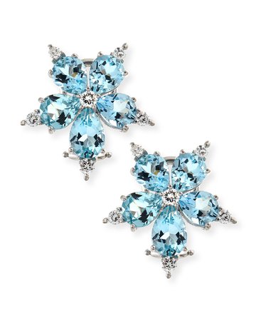 Paul Morelli Large Stellanise Aquamarine & Diamond Stud Earrings
