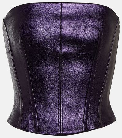 Rosalia Metallic Leather Bustier in Purple - Stouls | Mytheresa