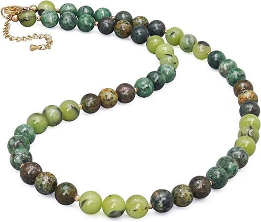 Amazon.com: PEARLFECT Beaded Necklace for Women,8MM Jasper Stone Necklace, Handmade Fashion Jewelry Gifts,Bead Choker Necklace (18 inch, Multi Green): Clothing, Shoes & Jewelry
