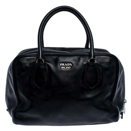 Prada Black Leather Bauletto Bag For Sale at 1stdibs