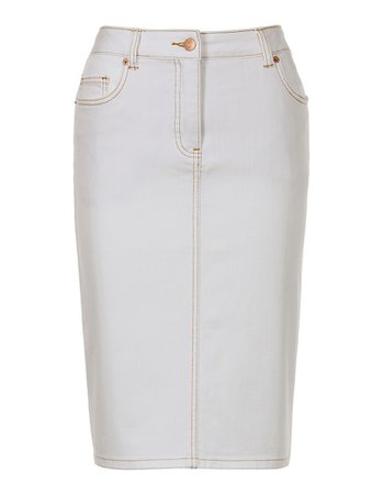 Denim skirt, wool white, white | MADELEINE Fashion