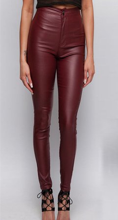 High-waisted-wine-red-faux-leather-locomotive-jeans-plus-size-tight-skinny-leather-pants-full-length.jpg (804×1500)