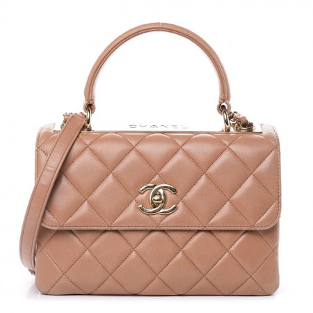 CHANEL Lambskin Quilted Small Trendy CC Flap Dual Handle Bag Beige 454800