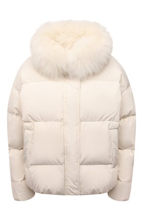 Женская белая пуховая куртка YVES SALOMON — купить за 97300 руб. в интернет-магазине ЦУМ, арт. 22WYV00466D0XW