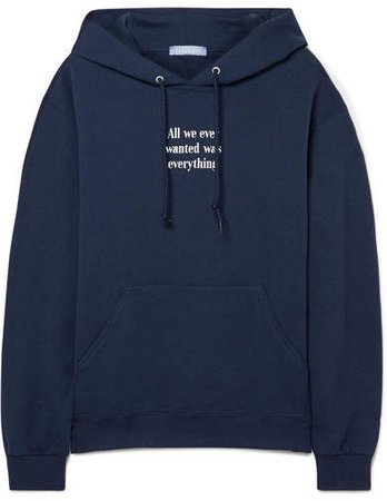 Paradised - All We Wanted Printed Cotton-blend Jersey Hoodie - Navy