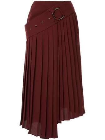 Shop red AKIRA NAKA asymmetric pleated skirt with Express Delivery - Farfetch