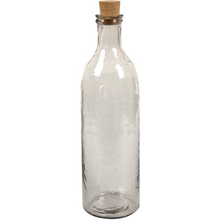 clear glass bottle with cork