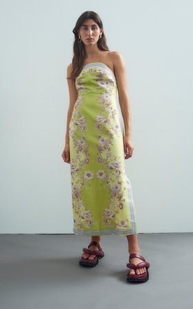 Marlow Strapless Linen-Silk Midi Dress By Alémais | Moda Operandi