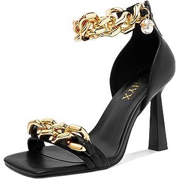 Amazon.com | CDHYX Women's Stiletto High Heels Sexy Square Open Toe Shoes Formal Wedding Party Classic Heeled Sandals With Back Zip Design (Black 11) | Heeled Sandals