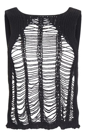 Black Crochet Ladder Detail Vest Top | PrettyLittleThing USA