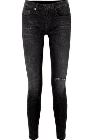 R13 | Alison distressed snake-print low-rise skinny jeans | NET-A-PORTER.COM