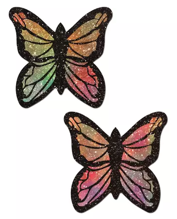 Monarch: Glitter Pastel Rainbow Butterfly Nipple Pasties – SHOE ME
