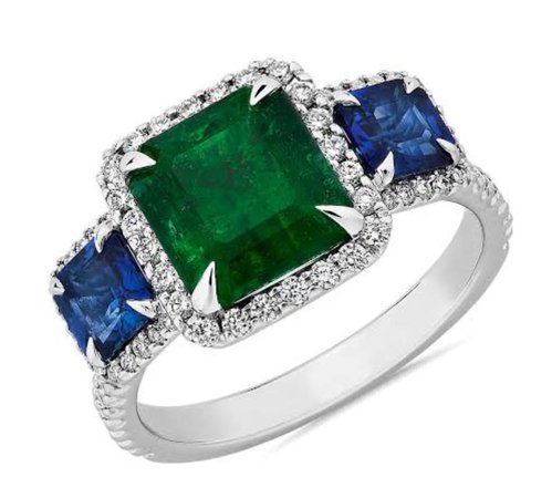 blue and green gem studded ring