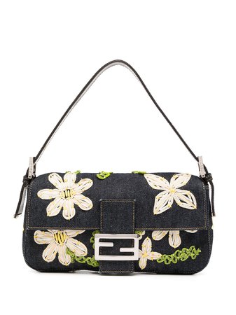 Fendi Pre-Owned floral-embroidered Mamma Baguette Handbag - Farfetch
