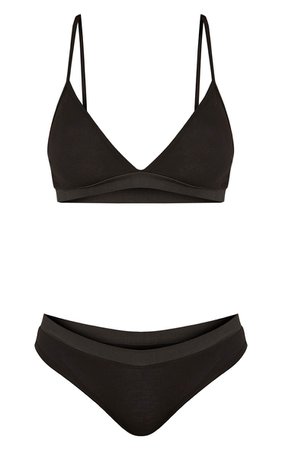 Basic Black Jersey Bra and Knicker Set | Lingerie | | PrettyLittleThing