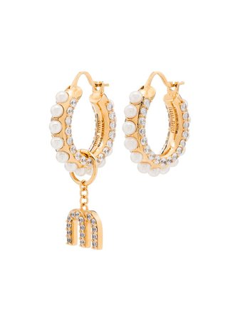 Shop Miu Miu faux pearl hoop earrings with Express Delivery - FARFETCH