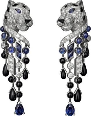CRHP800923 - Panthère de Cartier earrings - Platinum, sapphires, onyx, diamonds - Cartier