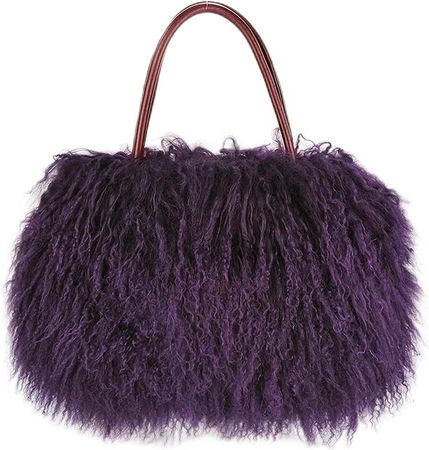 Amazon.com: Finiluo luxury real lamb fur/mongolian fur beach wool fur bag handbag, Purple, 50cm*35cm(19.7"*13.8") : Clothing, Shoes & Jewelry
