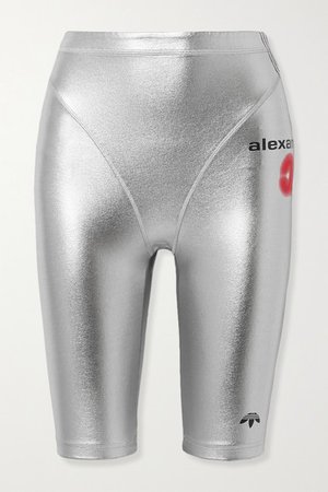 adidas Originals By Alexander Wang | Printed metallic stretch-cotton jersey shorts | NET-A-PORTER.COM