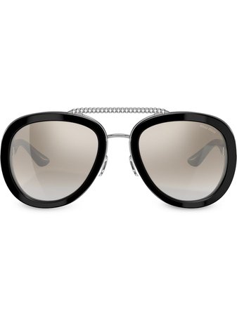 Shop Miu Miu Eyewear embellished aviator sunglasses with Express Delivery - FARFETCH