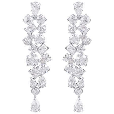 Harakh GIA Certified Colorless Diamond Dangling White Gold Earrins For Sale at 1stDibs