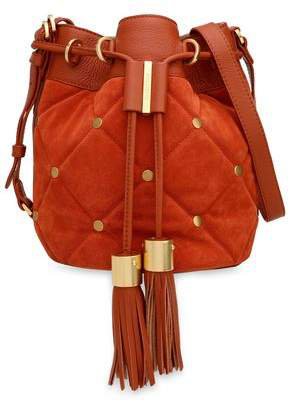 Vicki Textured-leather And Quilted Suede Bucket Bag