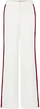 La Ligne - Tuxedo Grosgrain-trimmed Crepe Wide-leg Pants - White