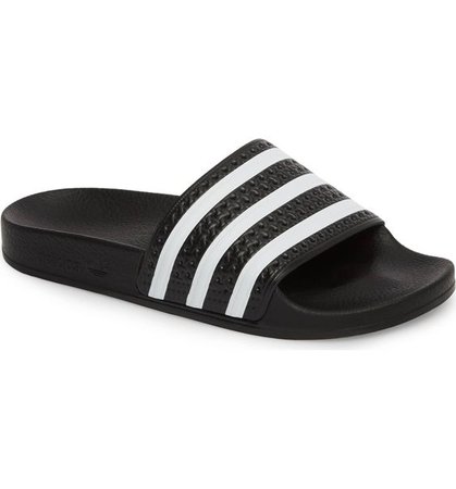 'Adilette' Slide Sandal, Main, color, CORE BLACK/ WHITE/ CORE BLACK