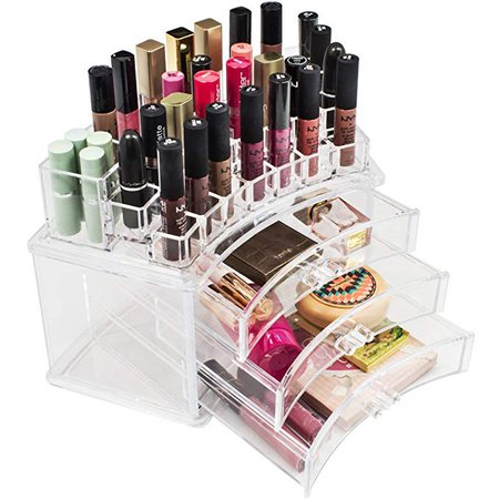 Amazon.com: Sorbus Acrylic Large Organizer for Makeup, Cosmetics, Beauty and Nail Polish - 3 Drawers + 19 Slots - Ultra Spacious Design - Great for Bathroom, Dresser, Vanity and Countertop Storage: Home & Kitchen