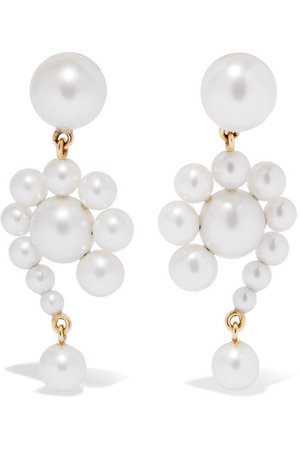 Sophie Bille Brahe | Escargot 14-karat gold pearl earrings | NET-A-PORTER.COM