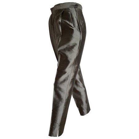 PRADA "New" Gray Silk Shantung Pants - Unworn For Sale at 1stdibs