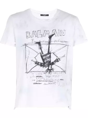 Balmain graphic-print cotton T-shirt