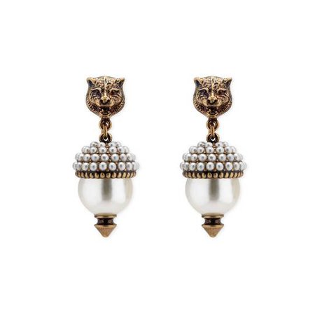 Feline earrings with resin pearls - Gucci Fashion Jewelry For Women 434724I12RO8062