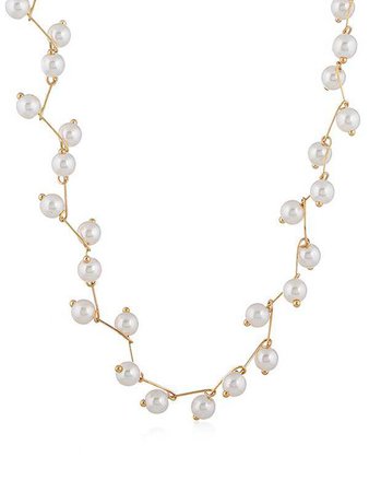 Beaded Collarbone Necklace in Milk White | Sammydress.com