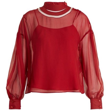 Fendi Cut-out neck silk-chiffon blouse ($1,250)