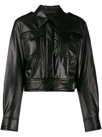 Helmut Lang Cropped Leather Jacket - Farfetch