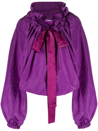 Patou purple drawstring-neck pussy-bow blouse for women | TO0170011 at Farfetch.com