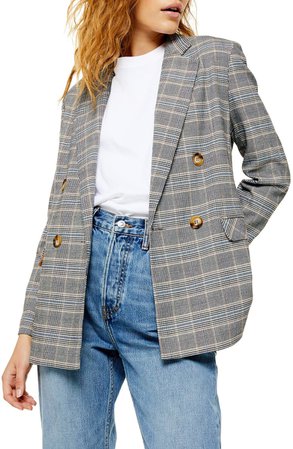 Topshop Double Breasted Plaid Blazer | Nordstrom