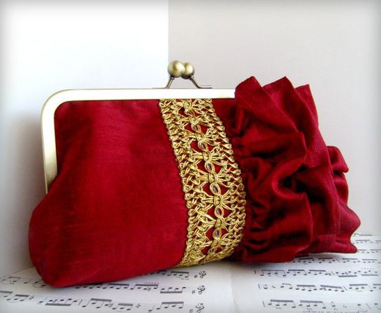 Red and Gold purse clutch