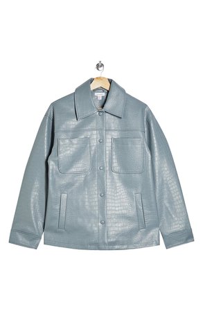 Topshop Crocodile Faux Leather Shirt Jacket | Nordstrom