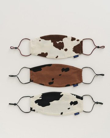 Fabric Mask Set Loop : Mixed Cow Print - Baggu