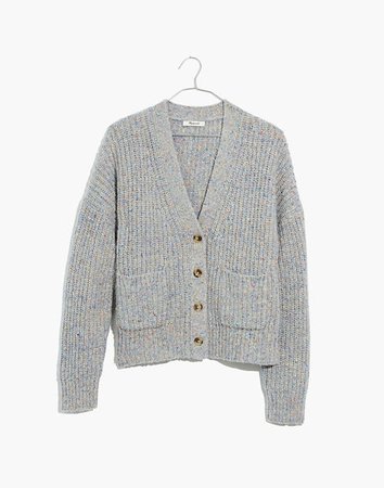 Speckled Rib Cardigan Sweater grey