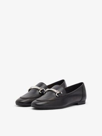 Metal buckle leather loafers | BIANCO